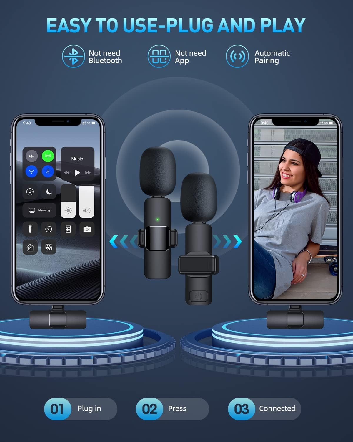 AudioAura™ Wireless Microphone Recording, Streaming, Vlog